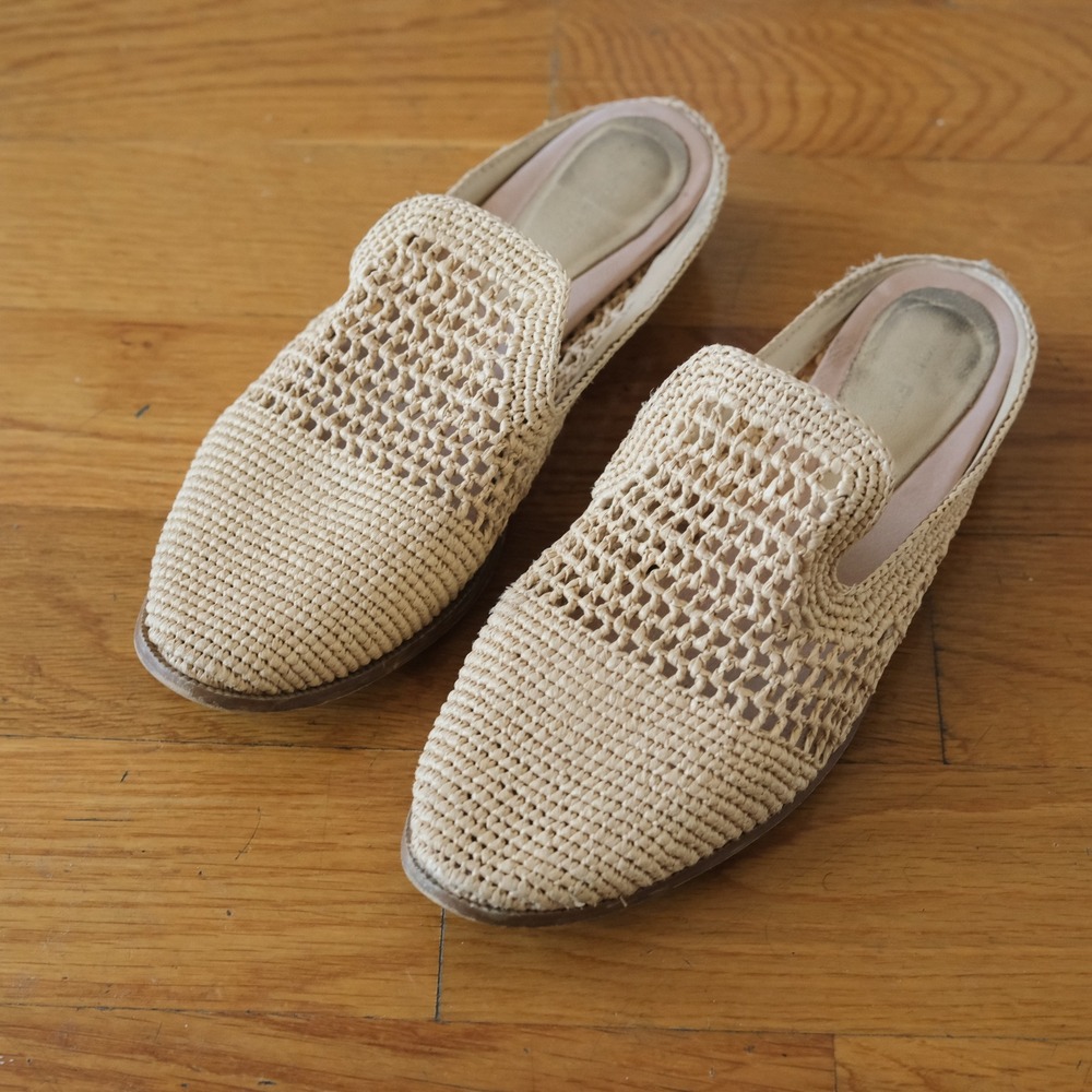 Silent D Jayden Raffia Mules Womens Tan Woven Slip On Boho Summer Size 41